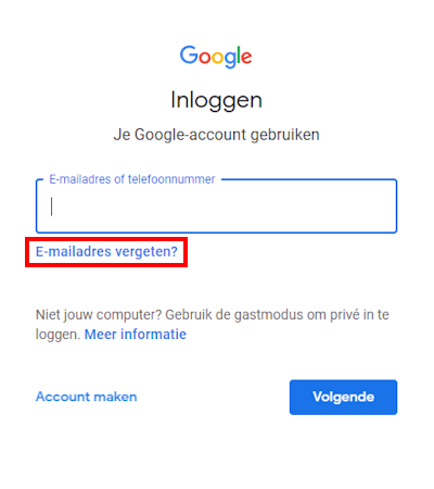 E-mailadres achterhalen in Google